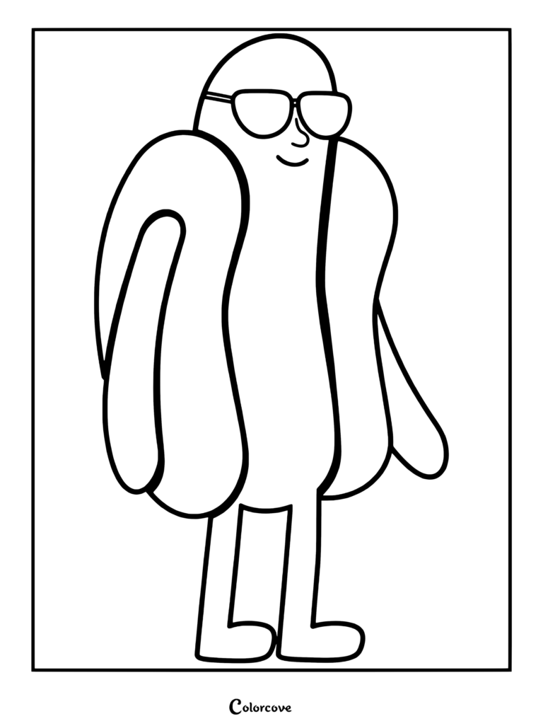 Dibujo para colorear de Tío Salchicha con gafas de sol de El increíble mundo de Gumball