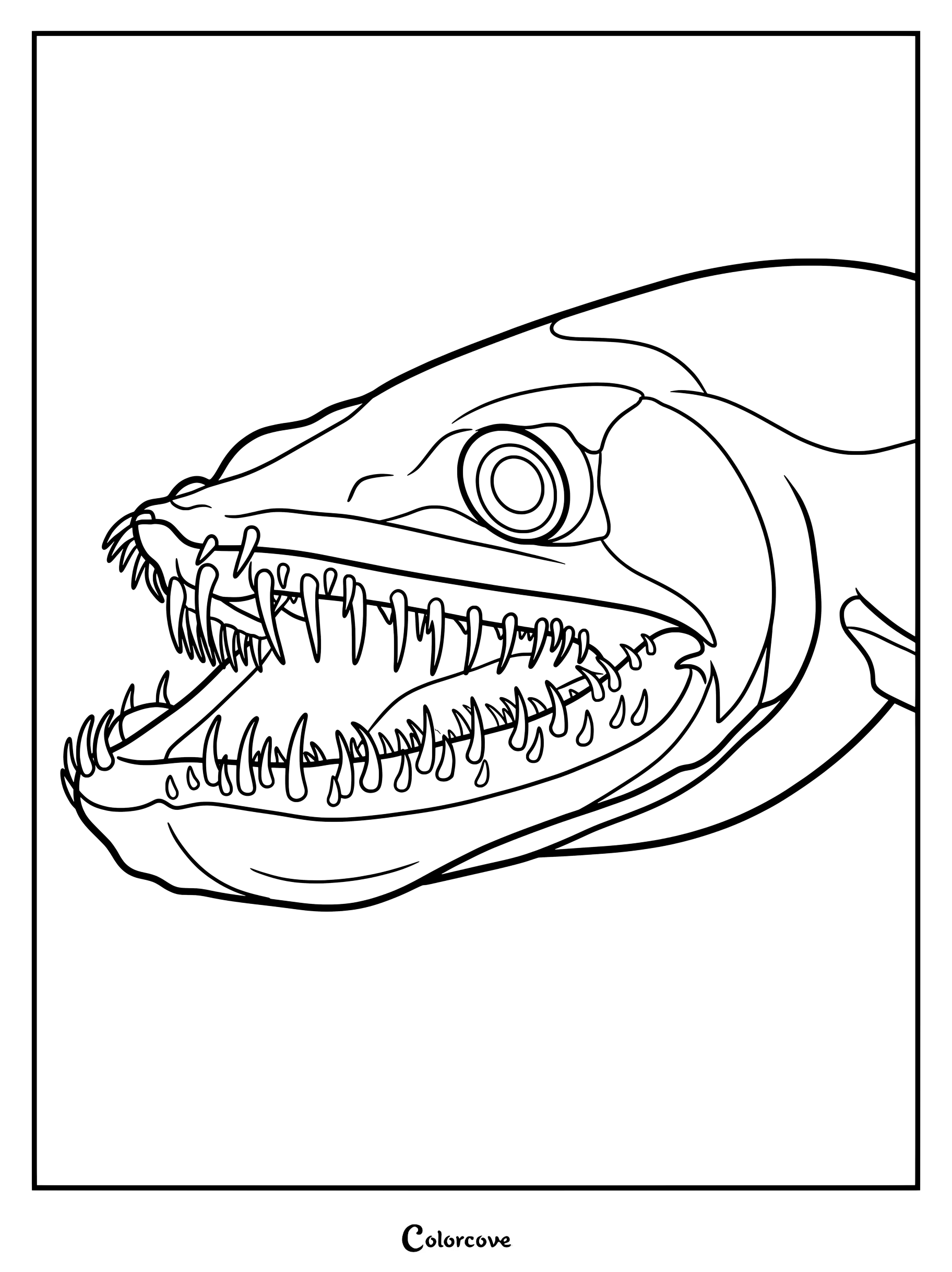 Coloriage à imprimer de The Thing au Niveau 7 avec une créature marine effrayante aux dents acérées