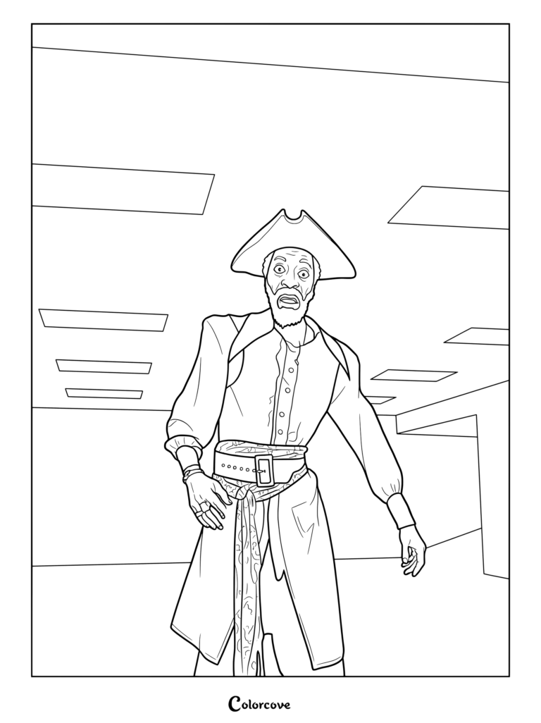 Pirate Clark stands menacingly inside the endless yellow Backrooms hallways.