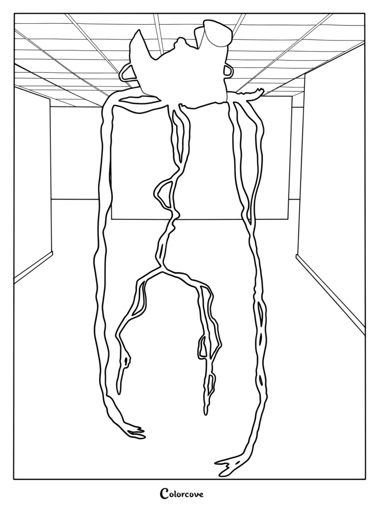 Coloriage de La Bactérie présentant l'entité flottant dans un couloir jaune