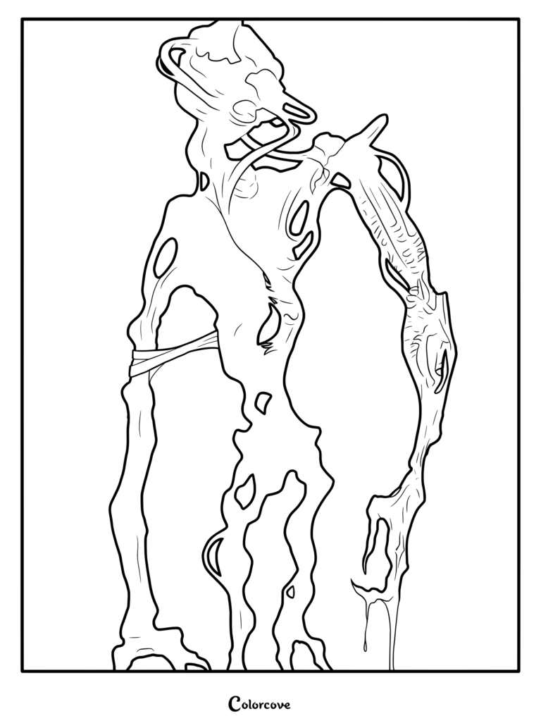 Un coloriage à imprimer présentant l'entité La Bactérie issue de The Backrooms.