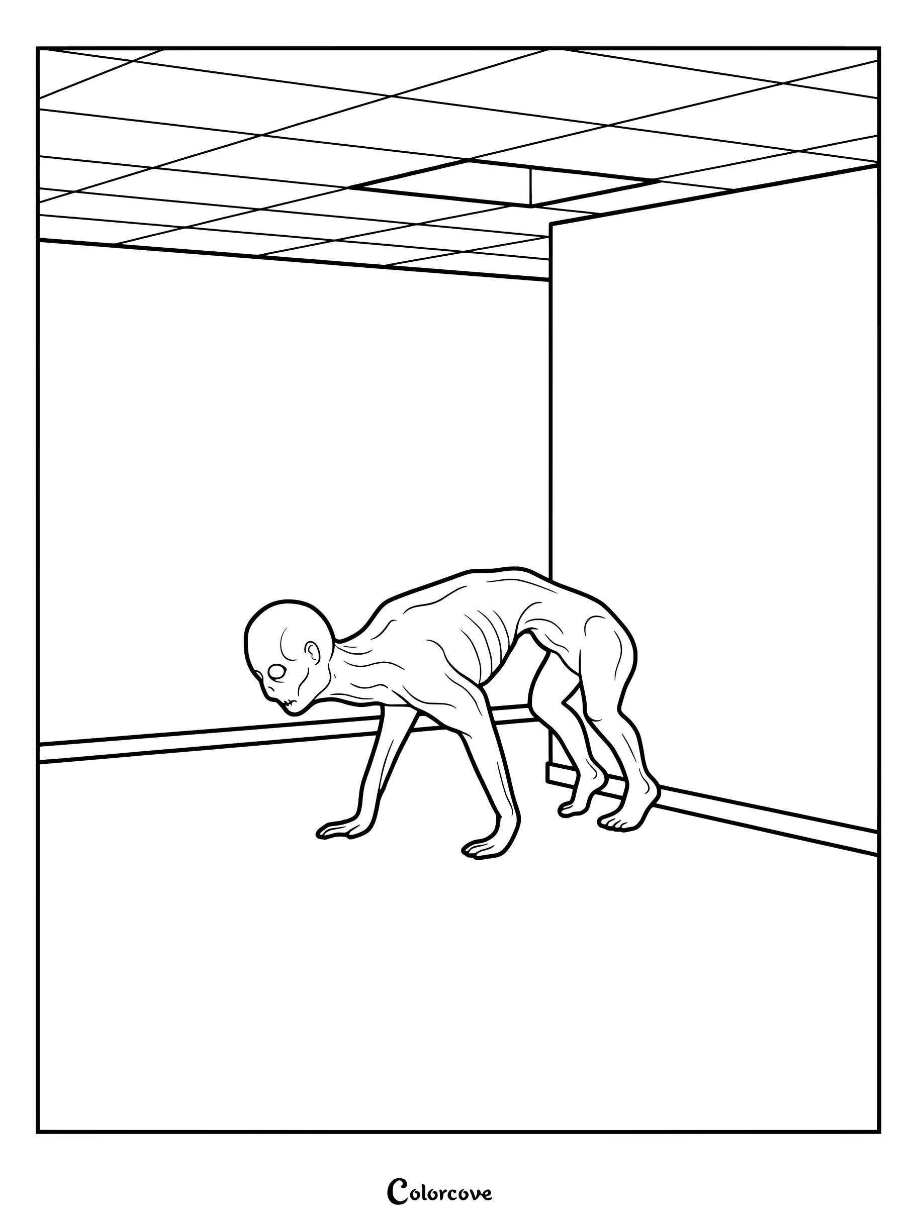 Entité 8 : Le Hound déambulant dans les couloirs inquiétants dans ce coloriage gratuit
