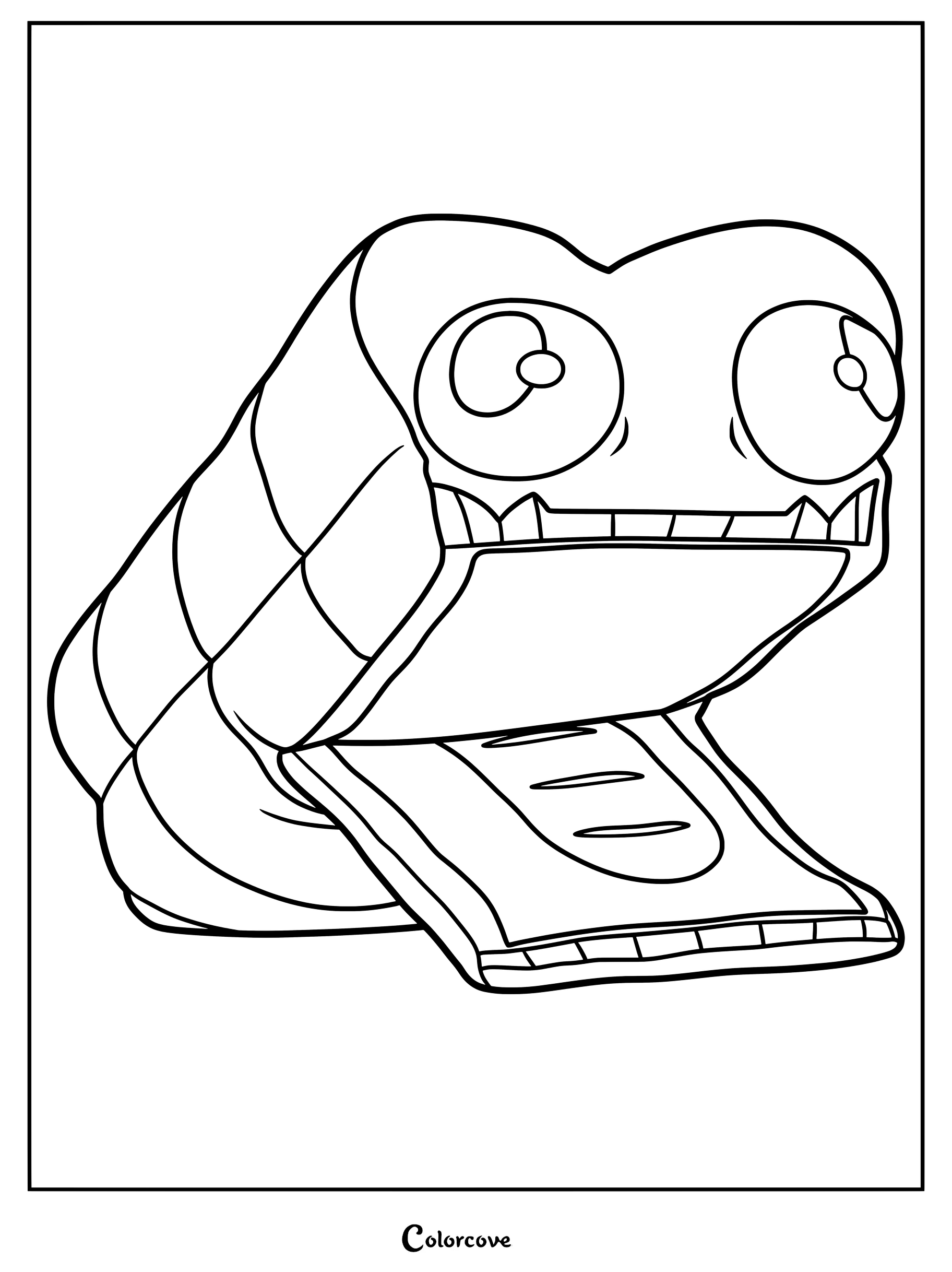 A printable coloring page featuring a close-up of BreadHead from The Gaslight District with his signature sliced bread head and wide, expressive eyes.