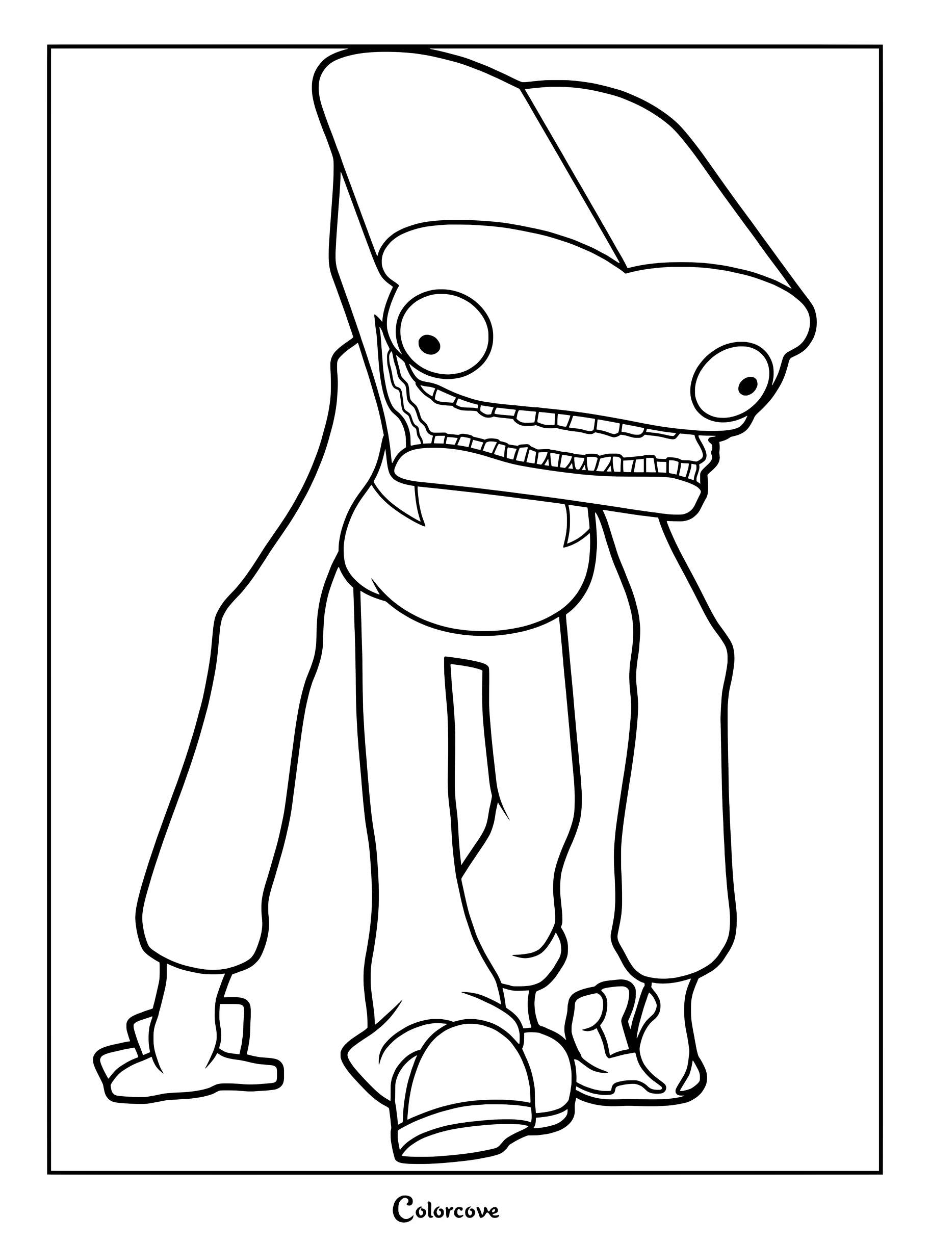 BreadHead from The Gaslight District with his signature sliced bread head and long arms in a printable coloring page format.