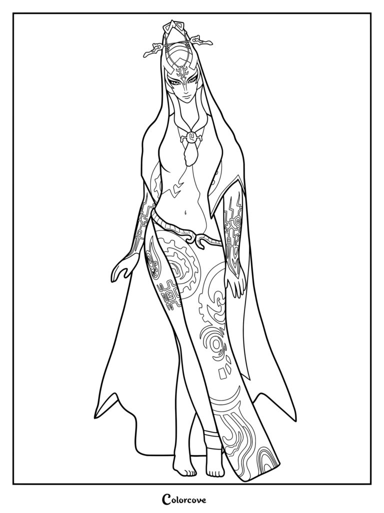 Coloriage de Midna sous sa vraie forme dans The Legend of Zelda Twilight Princess avec des motifs complexes