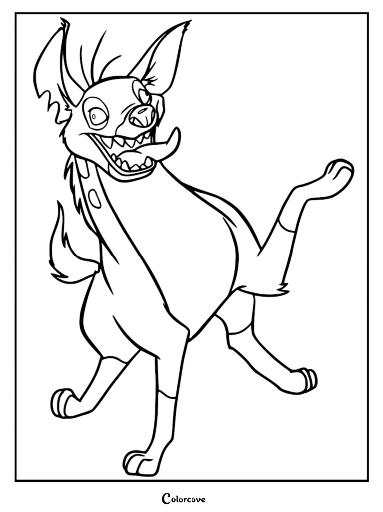 Ed the Hyena from The Lion King with his tongue hanging out in a silly pose, printable coloring page.