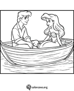 Two characters in a boat coloring page designed for kids' creativity and fun. Enjoy coloring this enchanting scene!