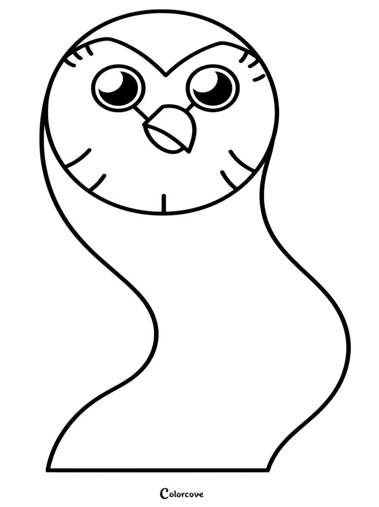 Página para colorear de Hooty, el demonio casa tubo con forma de búho, sonriendo dulcemente de The Owl House.