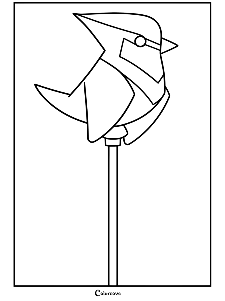 Página para colorear del palisman Flapjack posado en un bastón de madera de The Owl House
