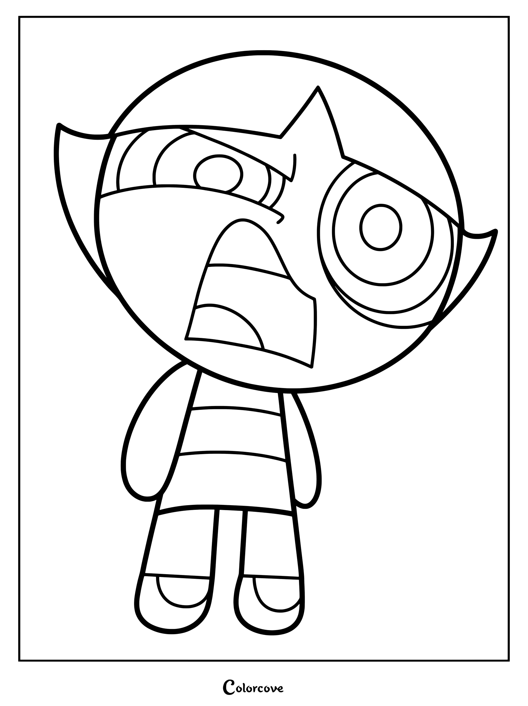 Página para colorear de Bellota de Las Chicas Superpoderosas enojada o gritando.