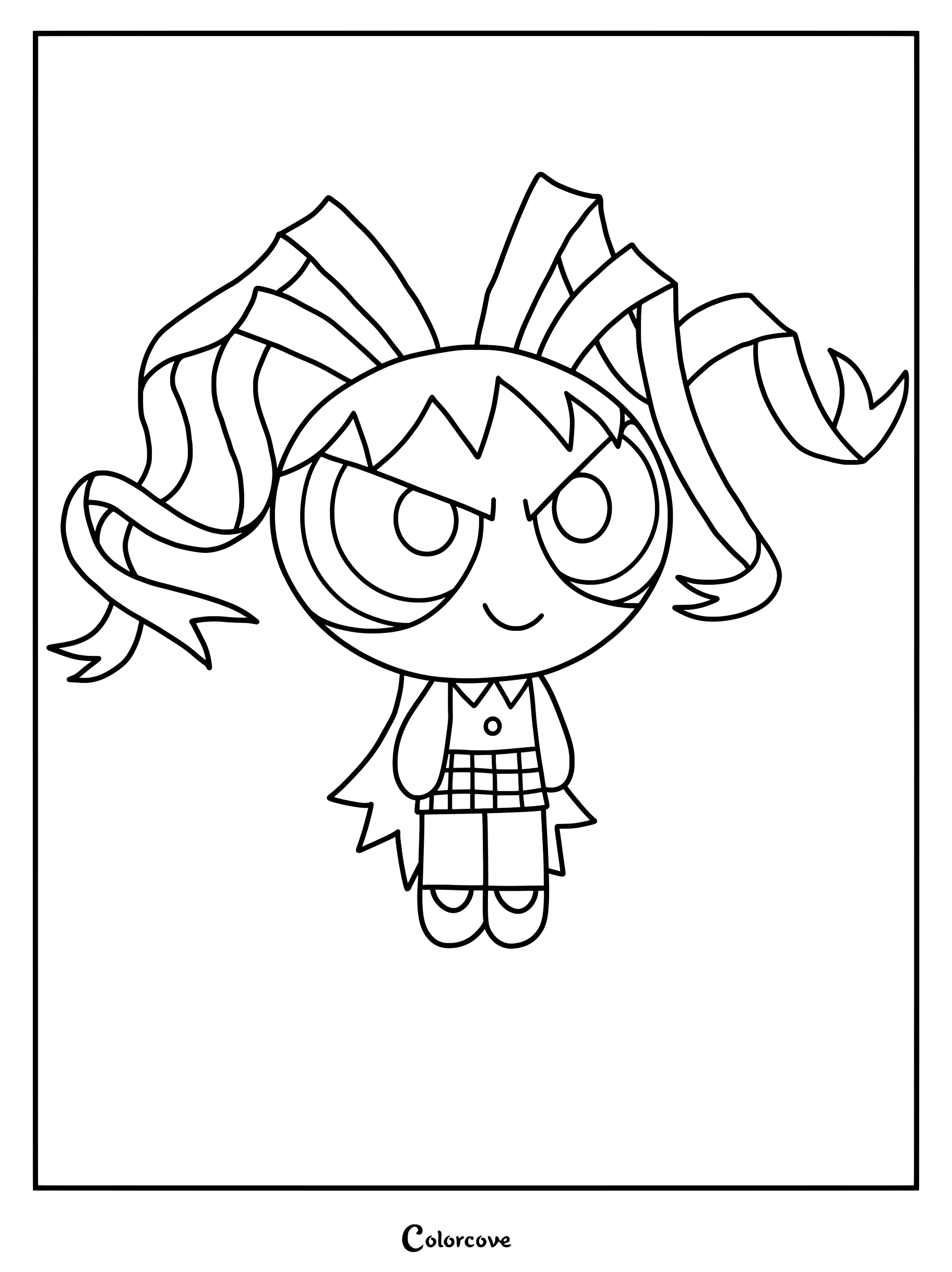 Página para colorear de Berserk, la autoproclamada líder de Las Chicas Powerpunk de la franquicia de Las Chicas Superpoderosas.