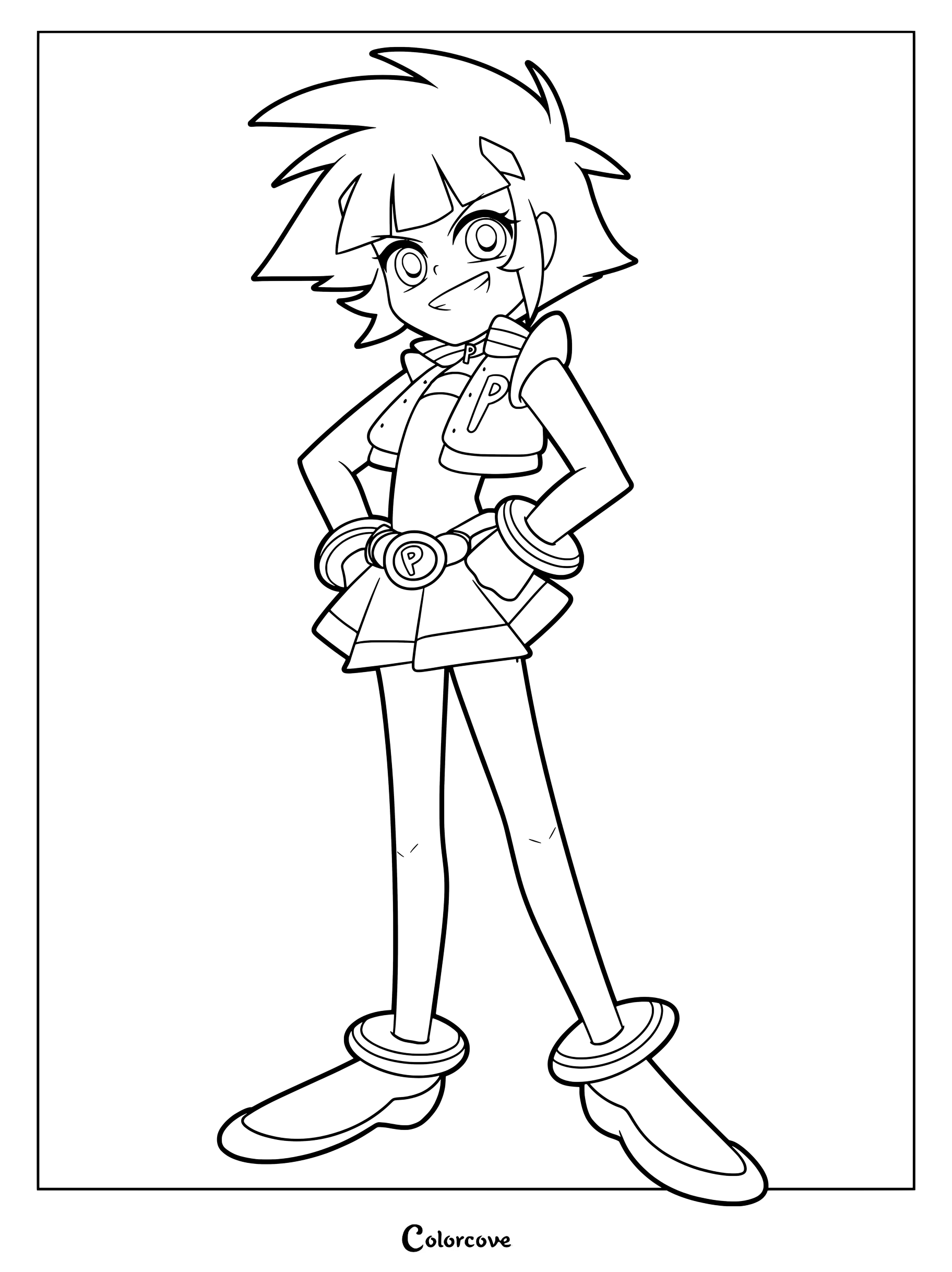 Página para colorear de Kaoru Matsubara transformada en Powered Buttercup de Las Chicas Superpoderosas Z.