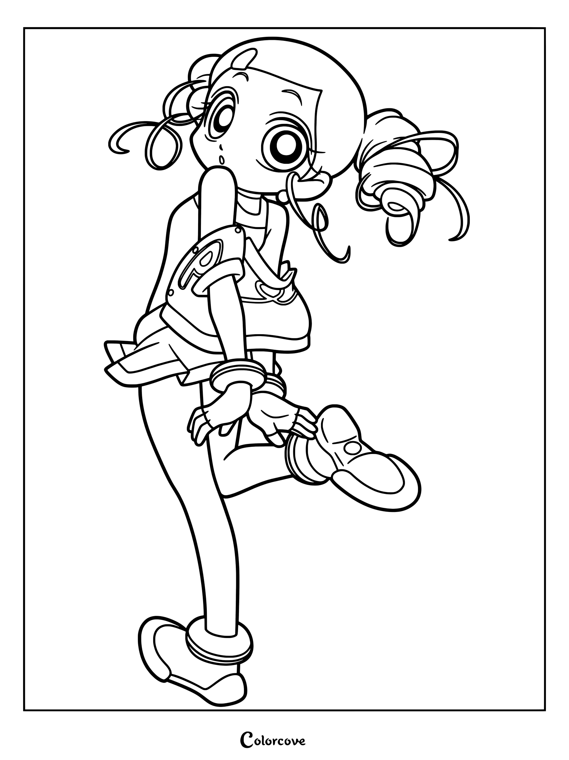 Página para colorear de Miyako Gotokuji, conocida como Rolling Bubbles, de la serie de anime Las Chicas Superpoderosas Z.