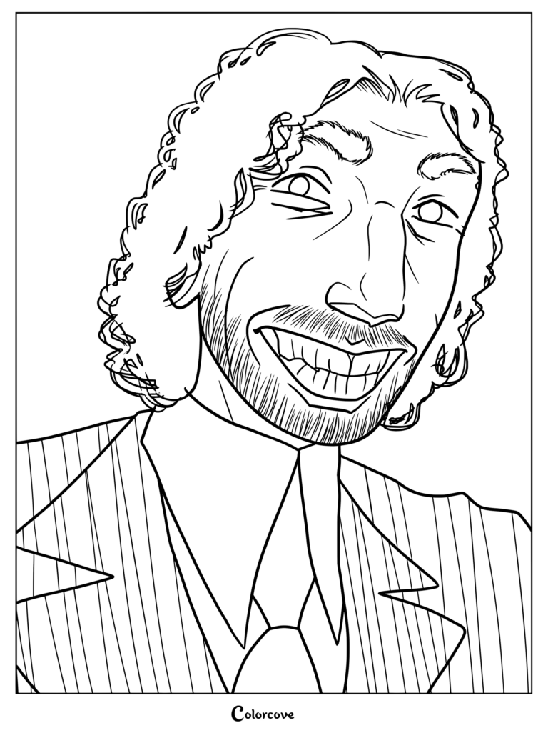 Página para colorear gratuita con una ilustración de Jack Walten, el cofundador de Bon's Burgers y personaje central de la serie web de terror analógico The Walten Files.