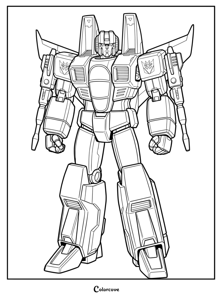 Page de coloriage de Skywarp G1 debout en mode robot