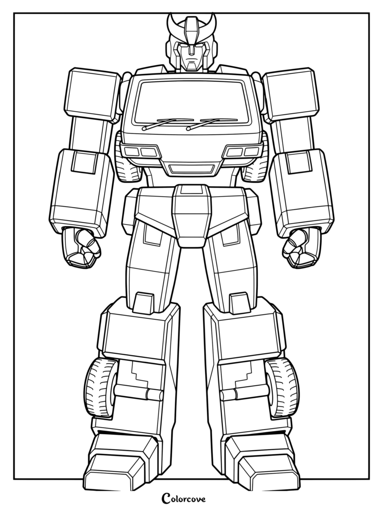 Page de coloriage d'Ironhide de la génération originale de Transformers (G1)