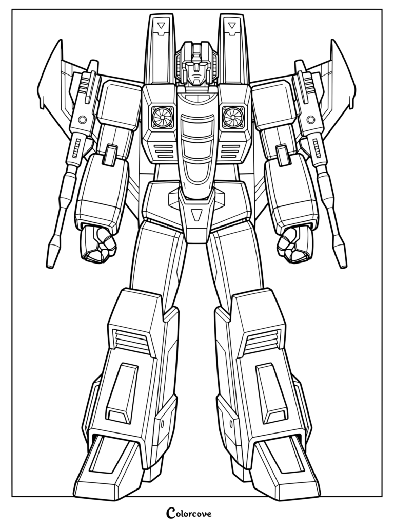 Page de coloriage de Thundercracker de la série originale Transformers Génération 1