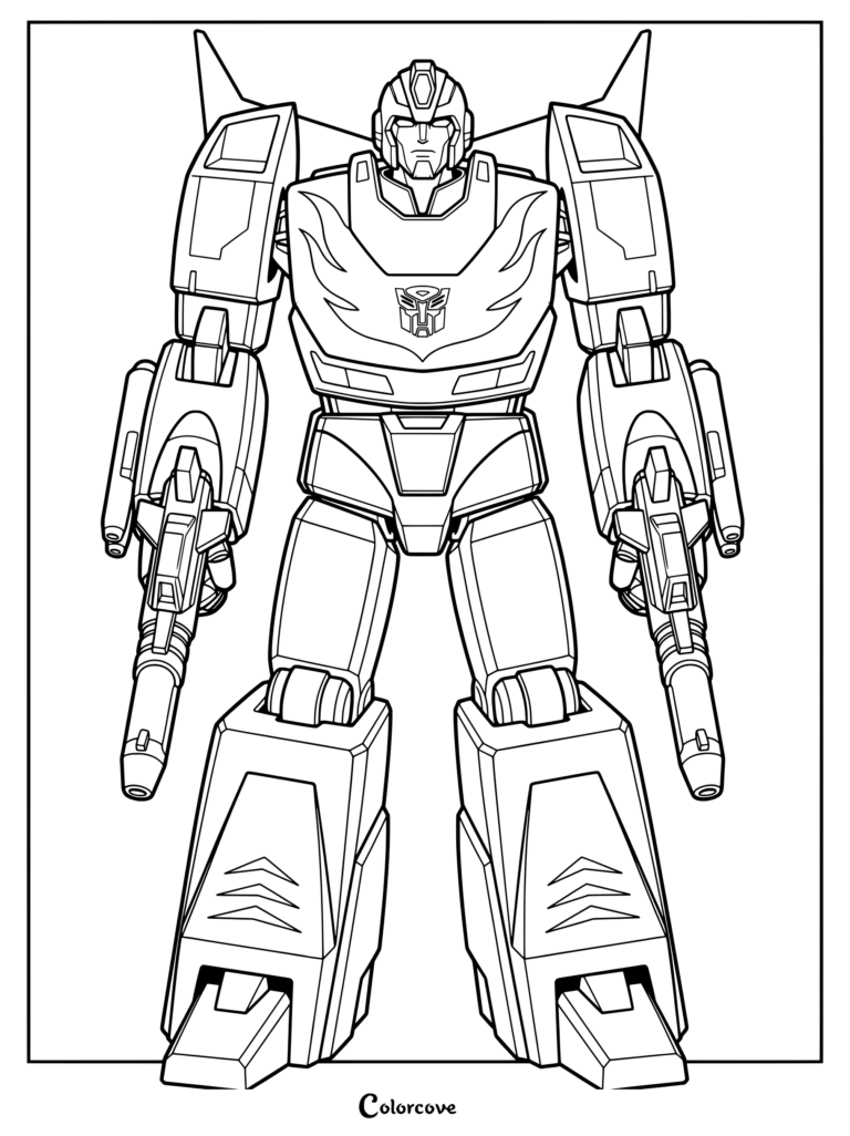Page de coloriage du chef des Autobots Rodimus Prime de la série Transformers Génération 1