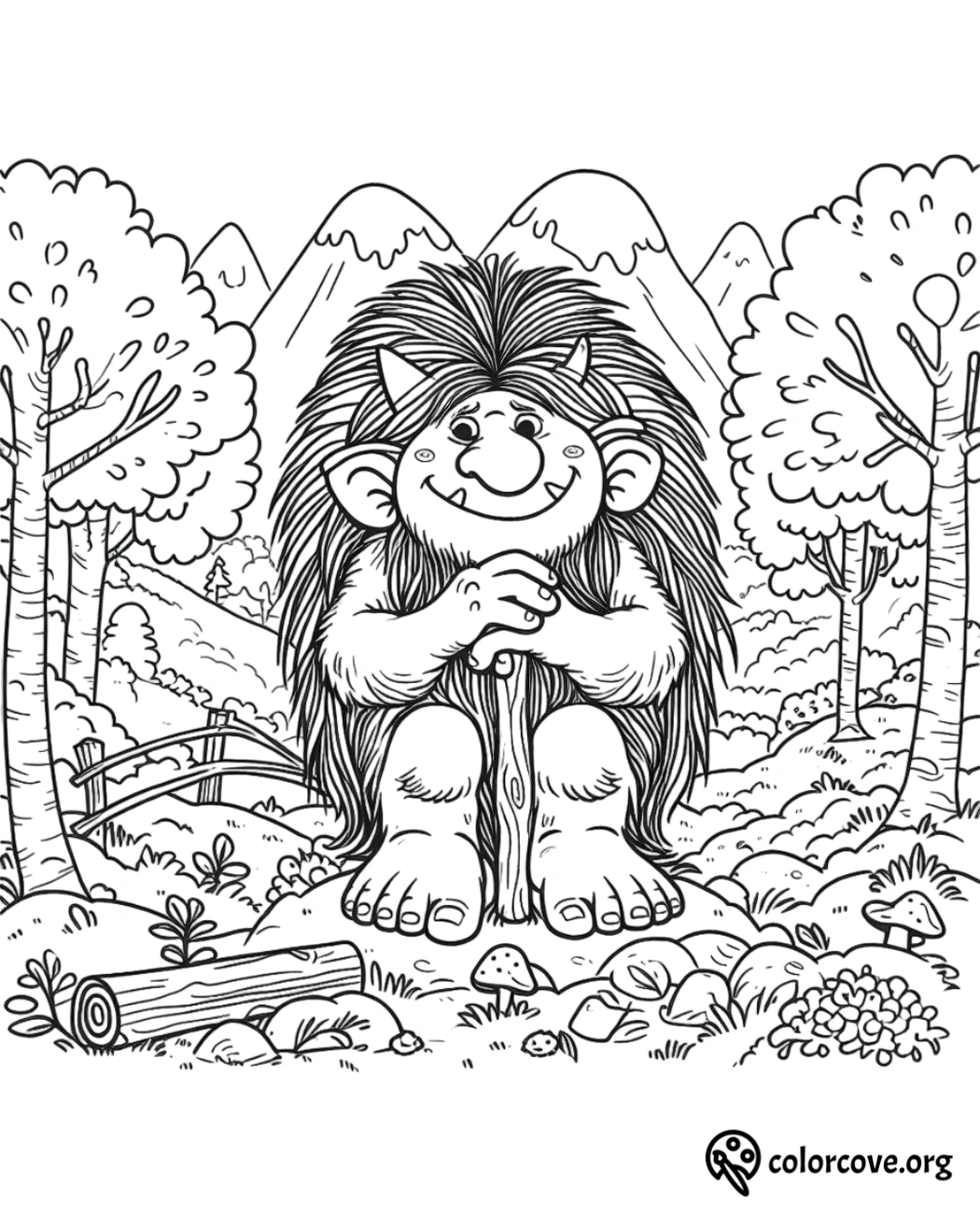 a cartoon of a troll sitting on a rock