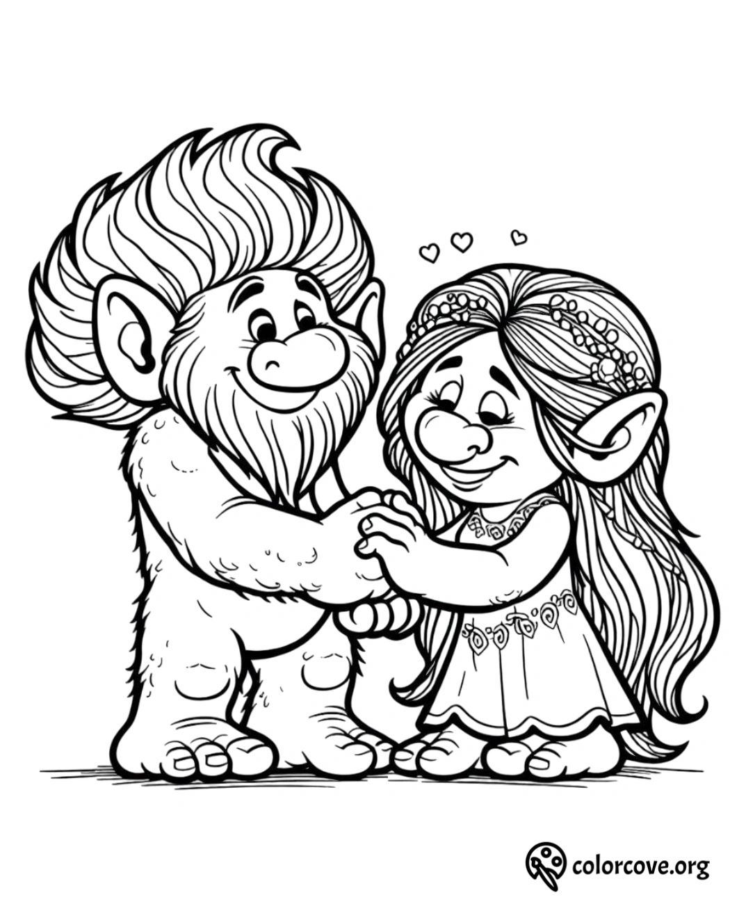 a cartoon of a troll holding hands