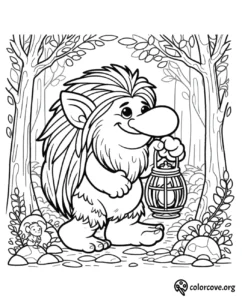 a cartoon character holding a lantern