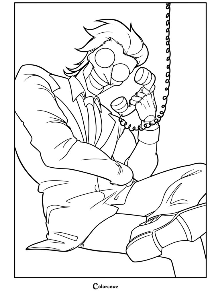 Spamton G. Spamton from Deltarune on the phone in this printable coloring page for Undertale And Deltarune fans.