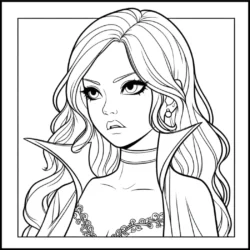 Fantasy princess coloring page with intricate details, suitable for kids and adults. Download and print from colorcove.org.