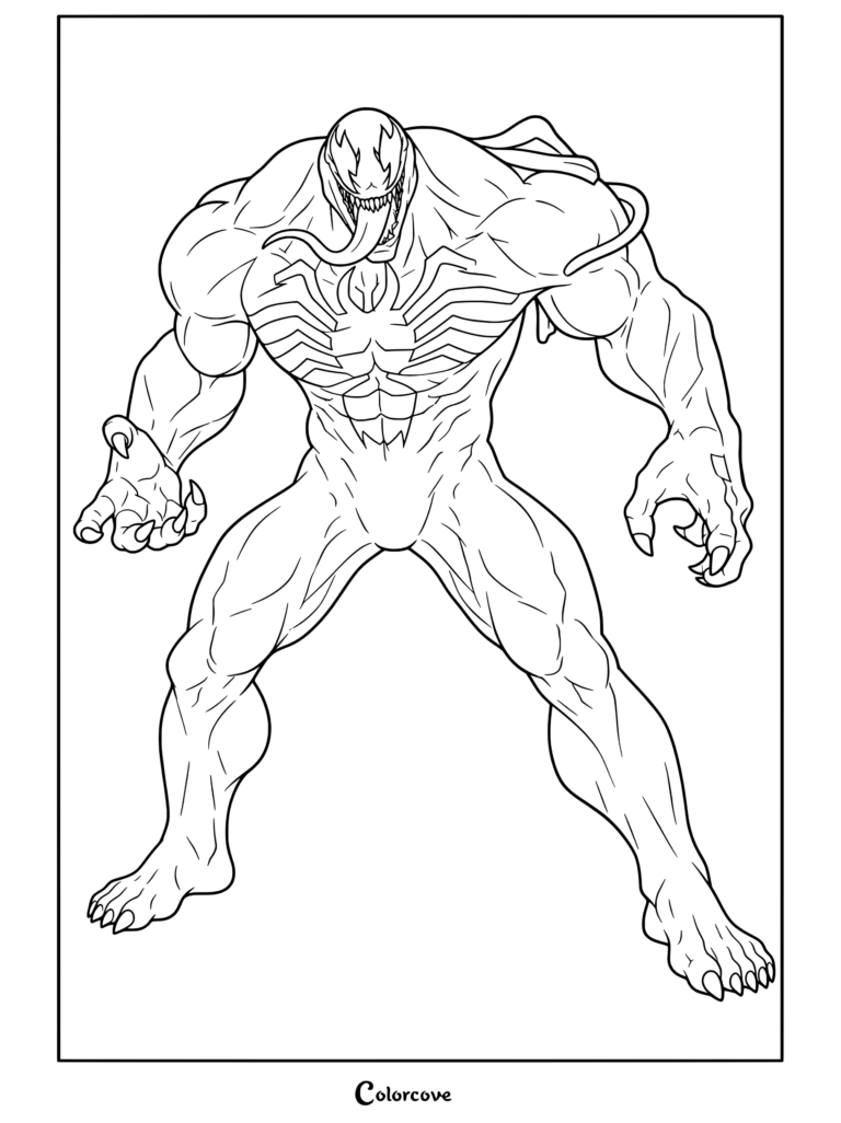 Anti Venom Done coloring page featuring Anti-Venom showcasing detailed symbiote textures and powerful pose as part of Venom And Symbiote collection.