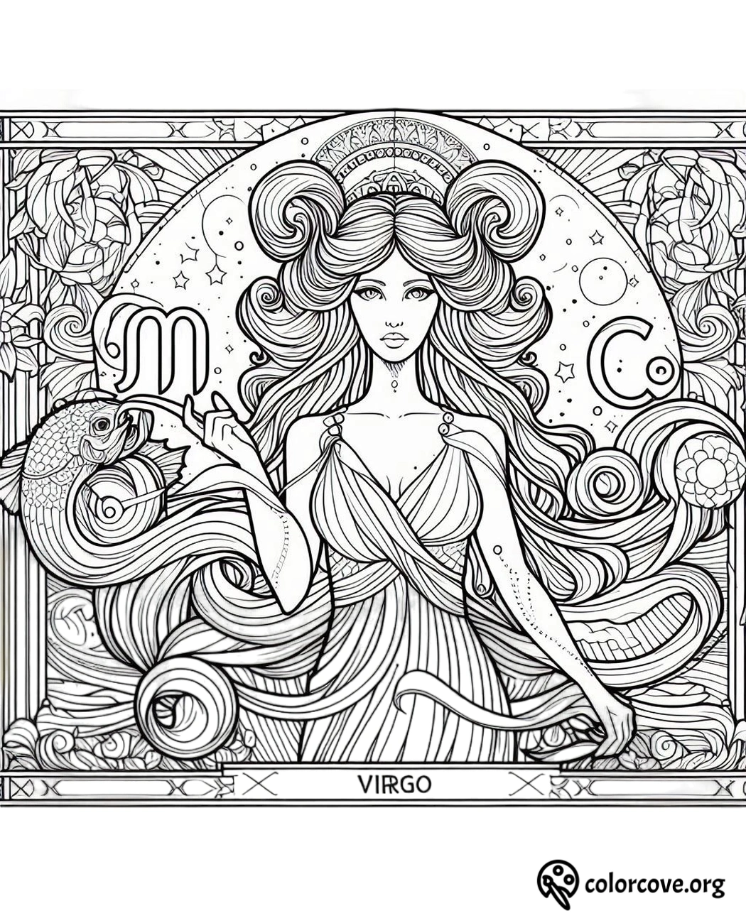 a drawing of a woman with long hair