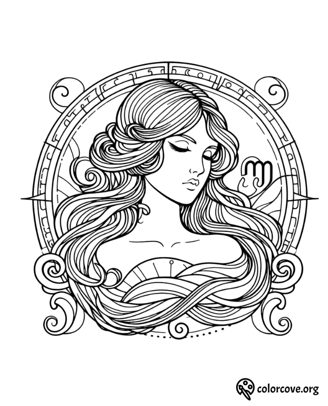 a drawing of a woman with long hair