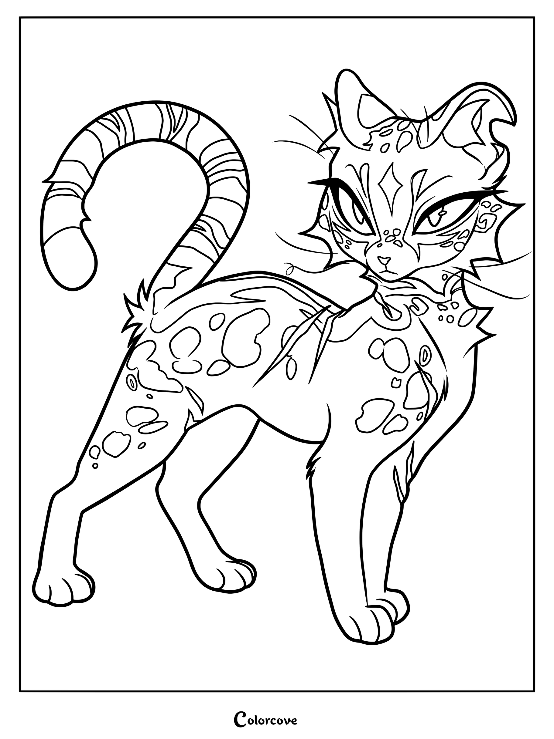 Dibujo para colorear de Estrella de Leopardo de Los Gatos Guerreros