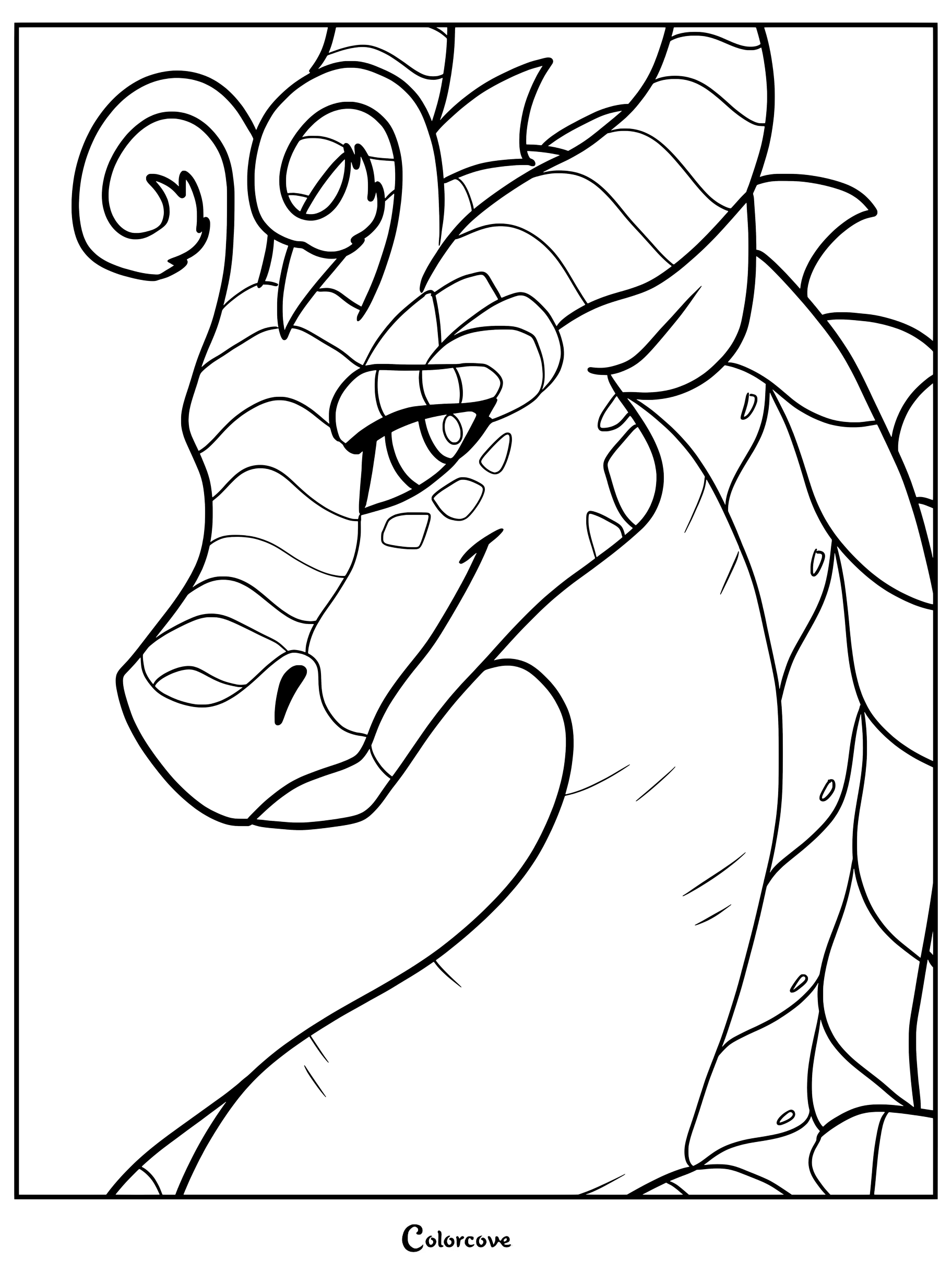 Dibujo para colorear de Moon (Ala de Noche) de Alas de Fuego que presenta a un dragón celestial con alas estrelladas.