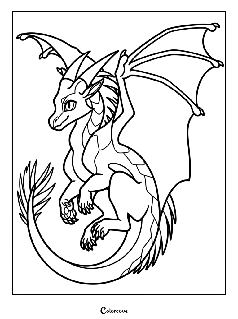 Page de coloriage d'un dragon Ailes de Glace des Royaumes de Feu.