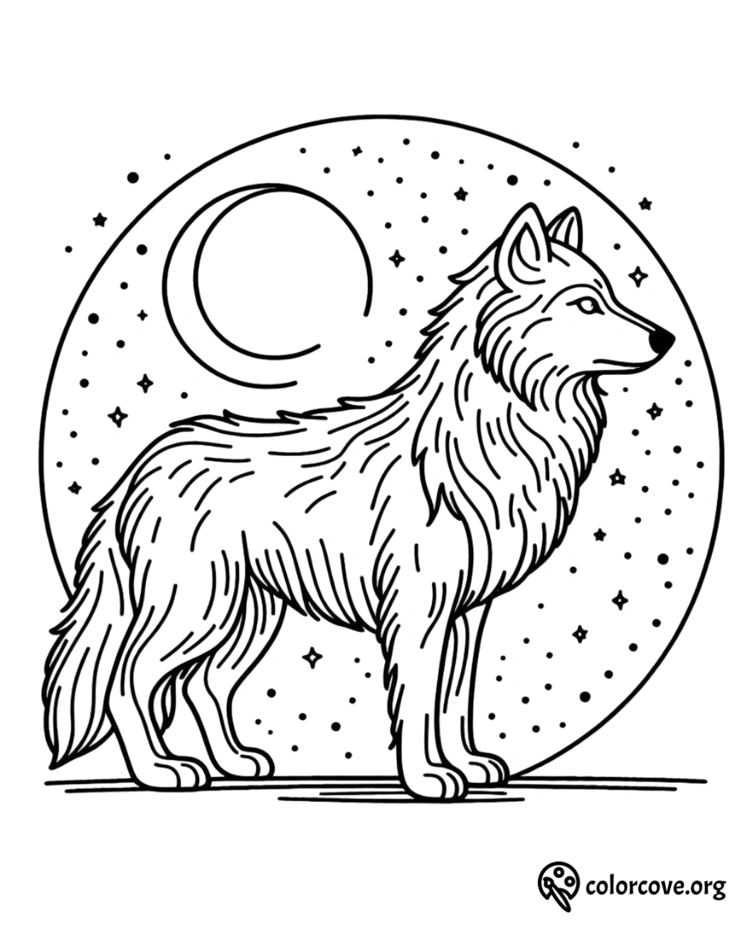 a black and white drawing of a wolf