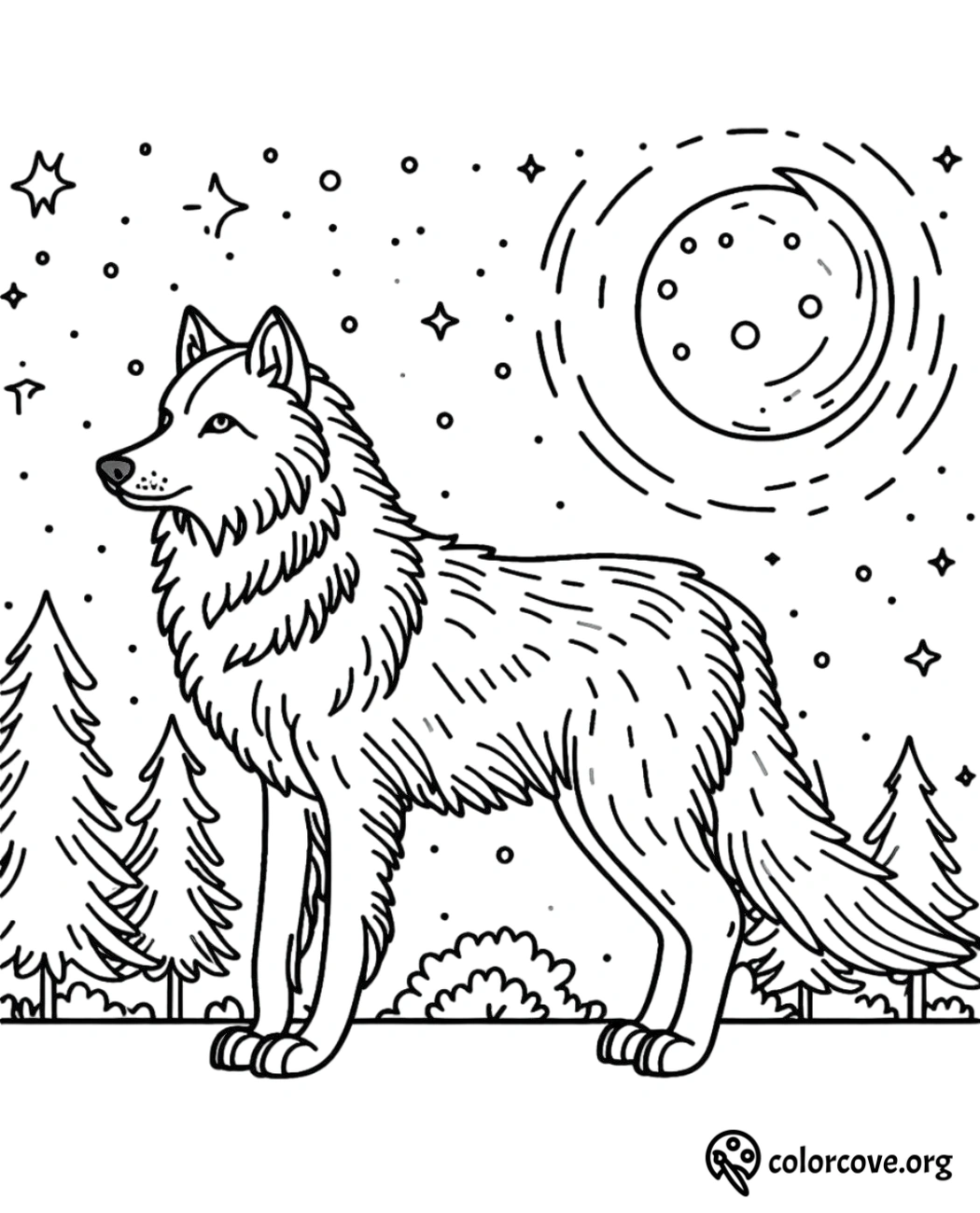 a black and white drawing of a wolf