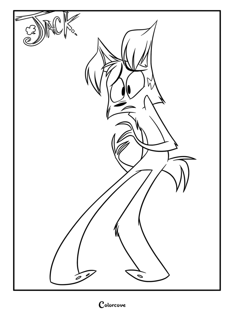 Jack from Zoophobia looking nervous and anxious in this printable line art coloring page.