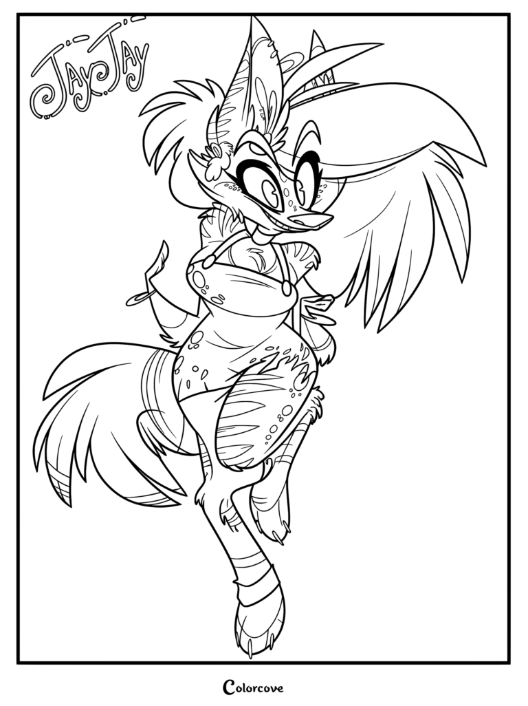 JayJay from Zoophobia posing in a stylish outfit in this printable coloring page.