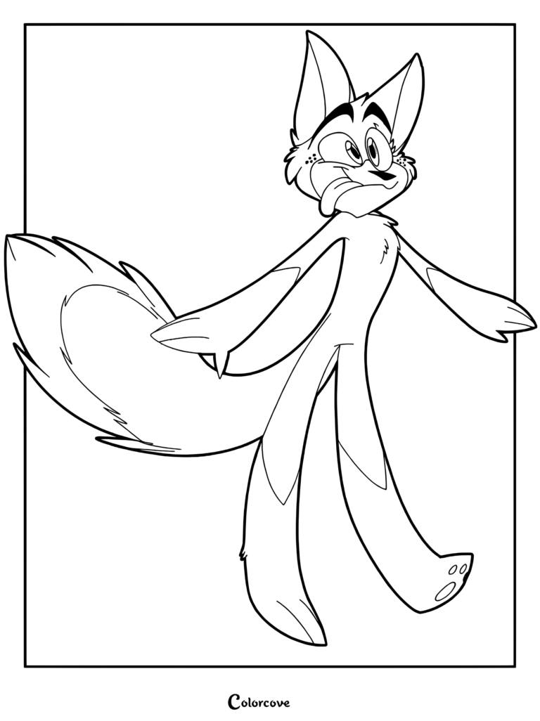 A printable coloring page featuring Spam from Zoophobia with a playful expression and tongue sticking out.