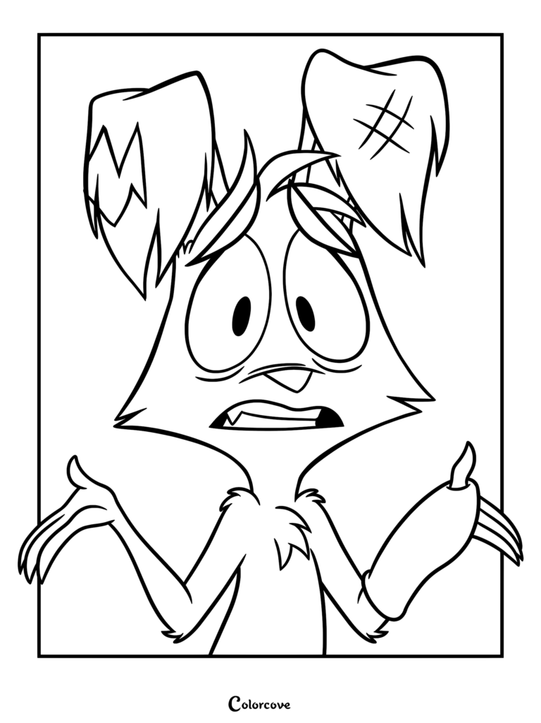 Bad Luck Jack from the animated short ZooPhobia with a worried expression and bandaged ears in this printable coloring page.