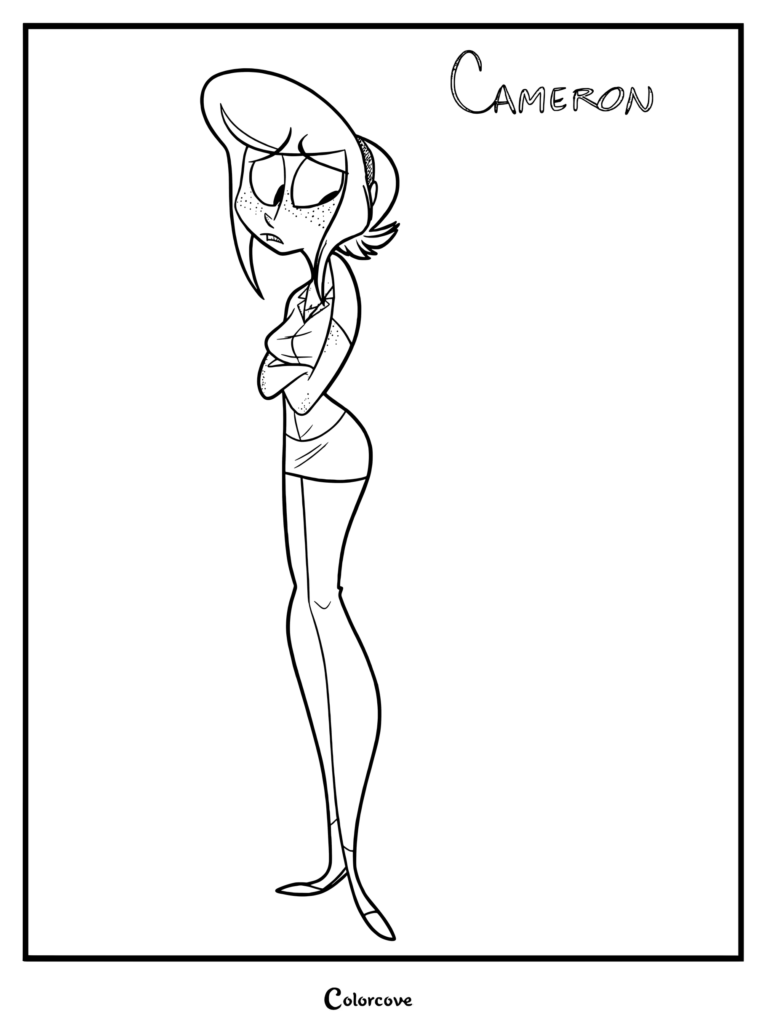 Cameron Walden standing with arms crossed in this printable Zoophobia coloring page